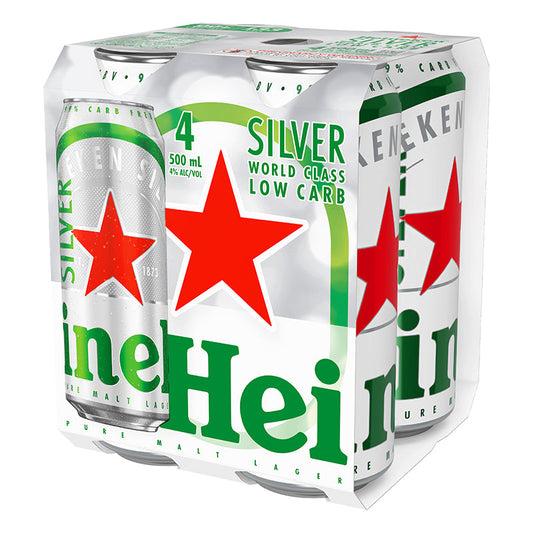 Heineken Silver 500ml 4 Pack Cans